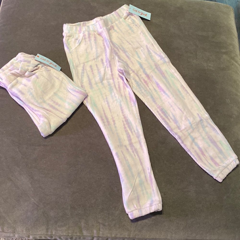 Girl’s Cat & Jack 2 Pair Bundle Multicolor Pants Elastic Waist Pockets Size 6/6X